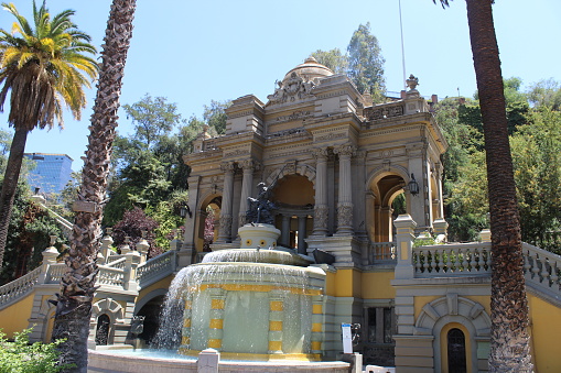 Image of the beautiful fountain in the Cerro Santa Lucía in Santiago de Chile