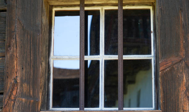 istock Wooden window in rustic homes 1412872644