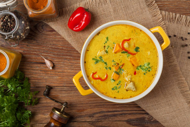 istock Sweet potato soup with chicken and lentils. 1412876470