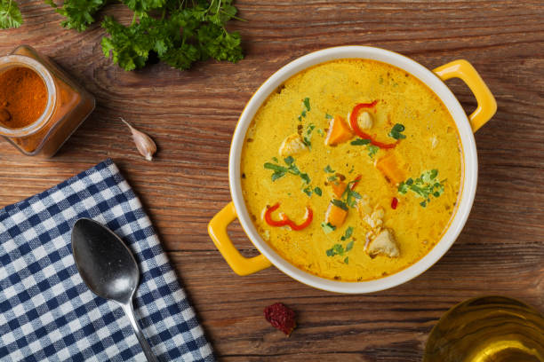 istock Sweet potato soup with chicken and lentils. 1412877187