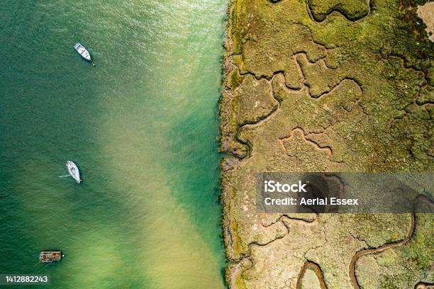Bradwell Waterside Stock Photo - Download Image Now - Aerial View, UK, Beach