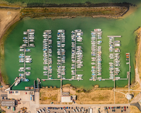 Aerial photo from a drone of Bradwell Marina in Essex, UK.