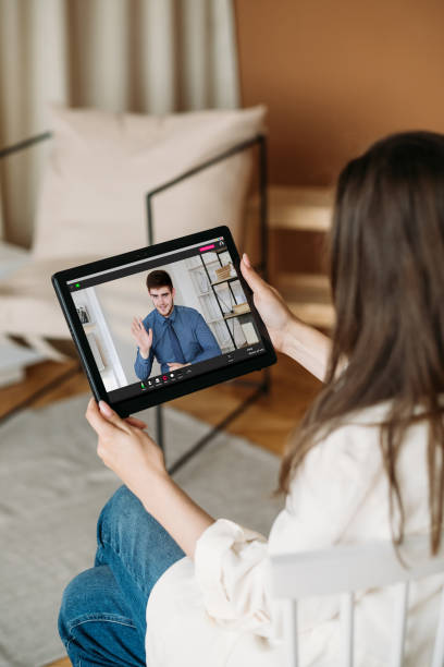 istock romantic video call virtual date couple online 1412886027