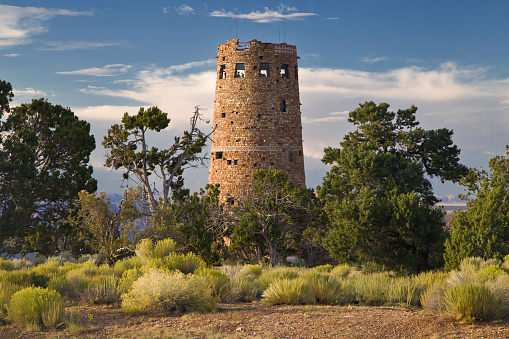 Desert View Watchtower on the South Rim of the Grand Canyon, Arizona, United States.