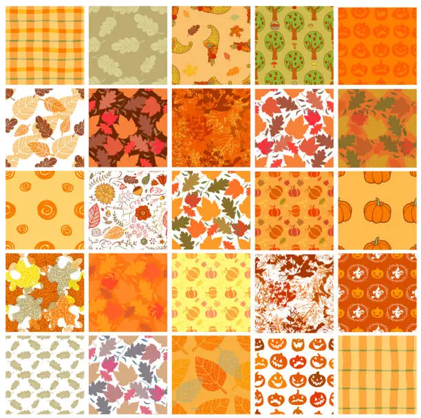 Vector illustration of Bundle of Seamless autumn backgrounds