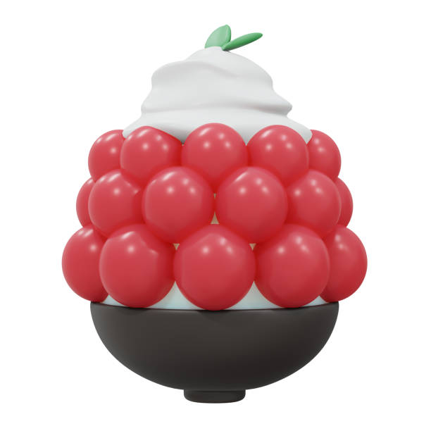 istock 3D Rendering of watermelon bingsu shaved ice isolated on white. 3d render cartoon style. 1412888233