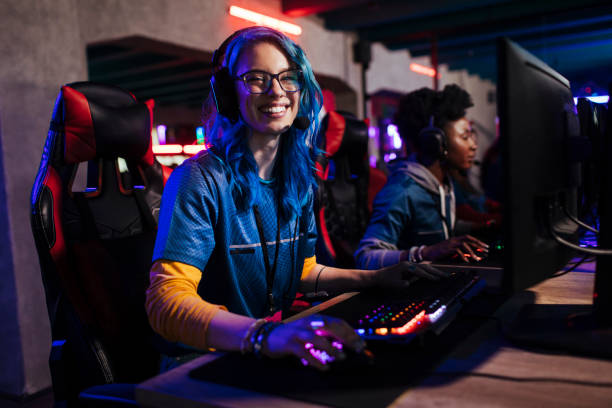 istock Gaming girl who is happy 1412888491