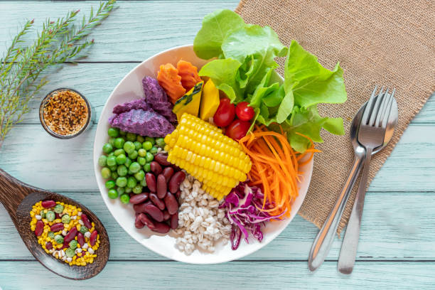 istock Vegan Food with Fresh Vegetables Salad. 1412893202
