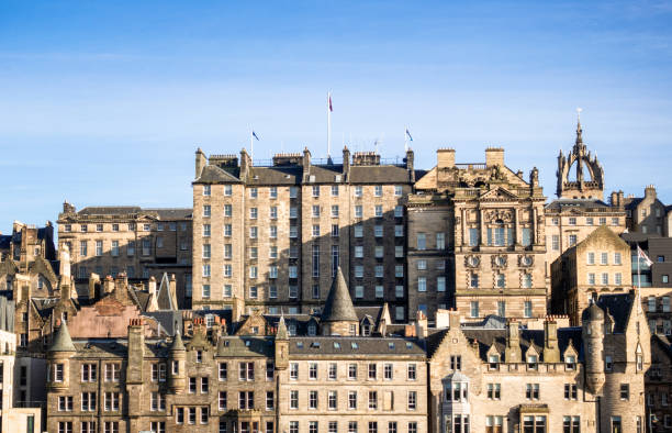 Historic Edinburgh - Old Town skyline A view from the north, looking towards the crowded architecture of Edinburgh's Old Town, the historical location of the entire city of Edinburgh. royal mile stock pictures, royalty-free photos & images