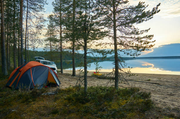istock Tourist camp  Lake Haikola 1412893803