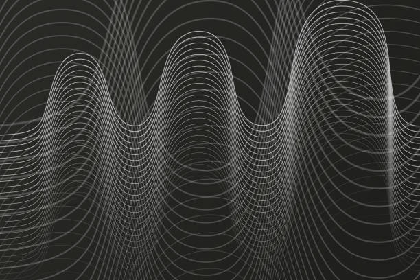 istock Abstract vector horizontal black and white background, monochrome wavy grid of lines. 1412897170