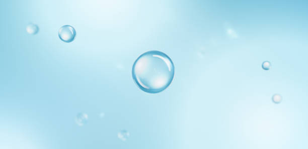 istock Essence water bubble on blue background, cosmetic science  glass liquid drop 3d illustration 1412897678
