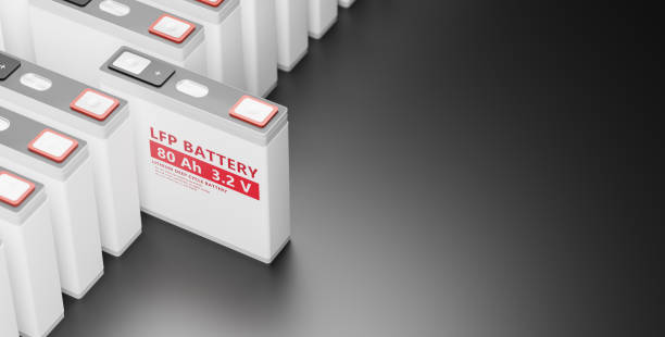 LFP (Lithium Iron Phosphate) battery cell, prismatic pack Li-Ion batteries supply manufacturing for electric vehicle (EV) concept, industrial energy storage car technology 3D rendering illustration celda de batería lfp (fosfato de hierro y litio), paquete prismático de suministro de baterías de iones de litio fabricación para el concepto de vehículo eléctrico (ev), tecnología de almacenamiento de energía industrial para automóviles ilustraci