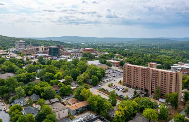 Aerial view of Fayetteville Arkansas.