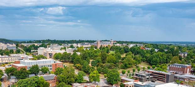 Aerial view of Fayetteville and University of Arkansas.