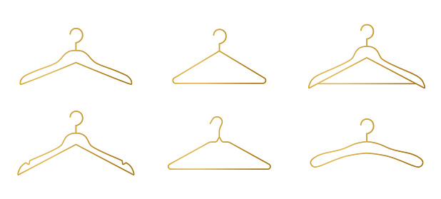 set of golden cloth hangers- vector illustration