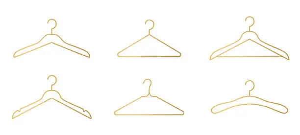 Vector illustration of set of golden cloth hangers