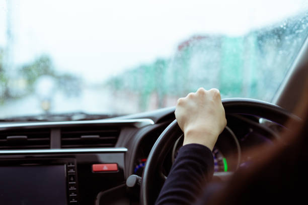 istock Woman driving in the rain. 1412900721
