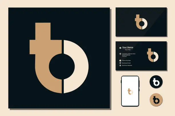 Vector illustration of Letter t and b for logo