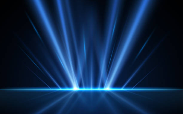 stockillustraties, clipart, cartoons en iconen met abstract blue light rays background - blauw