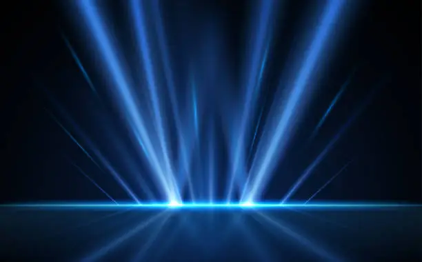 Vector illustration of Abstract blue light rays background