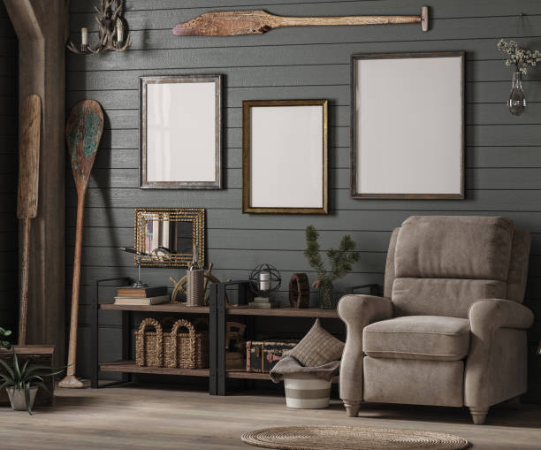 istock Frame mockup in cozy barn interior background 1412912601