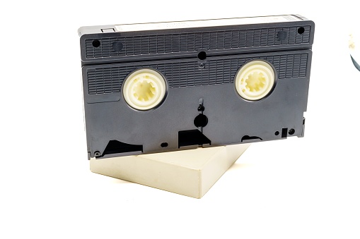VHS video tape cassette on white background