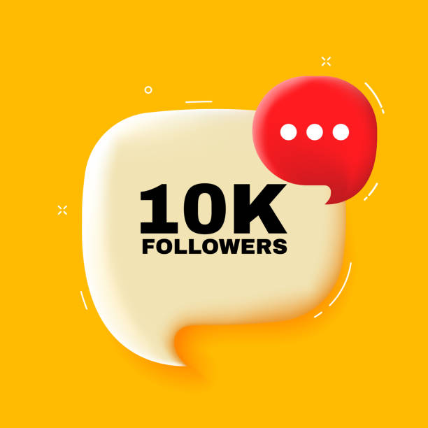 10.000 follower. sprechblase mit 10k follower-text. 3d-illustration. pop-art-stil. vektorliniensymbol für business und werbung - k pop stock-grafiken, -clipart, -cartoons und -symbole