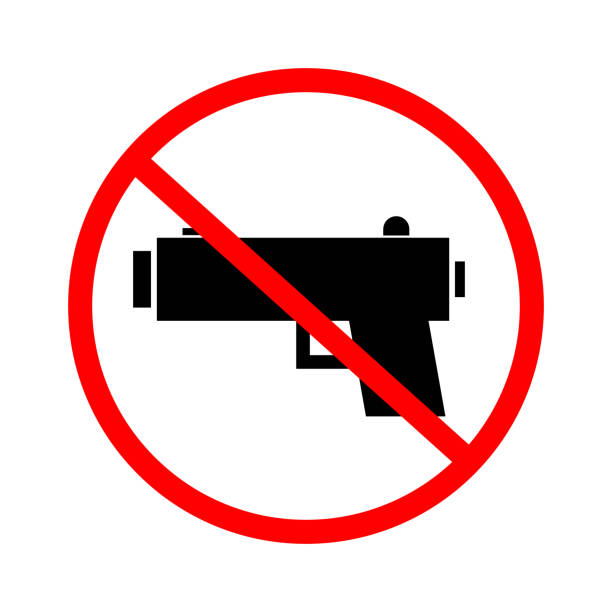 ilustraciones, imágenes clip art, dibujos animados e iconos de stock de prohibición y regulaciones de armas. no se permite pistola. vector. - gun violence