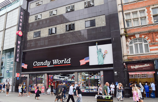 London, UK. August 2 2022. Candy World takes over the site of the former flagship HMV store on Oxford Street.