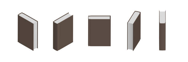 istock Set of closed brown books in different positions for bookstore 1412918943
