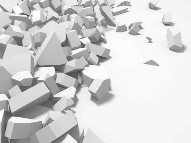 istock Pile of shattered white stone pieces 1412921046
