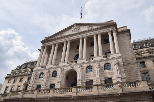 London, UK. August 4 2022: Bank Of England in the City of London, the capital's financial district, exterior view.