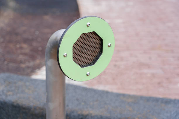 Metal pipe phone on the playground