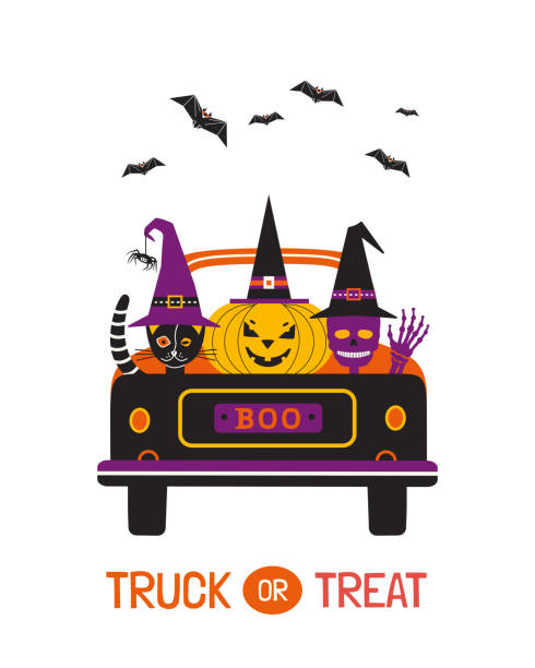 istock Truck or Treat Halloween Spooky Scary Cute Vector 1412921754