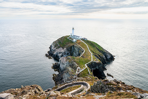 West Stack Light house also known as Goleudy Ynys Lawd on Anglesey Island in Wales