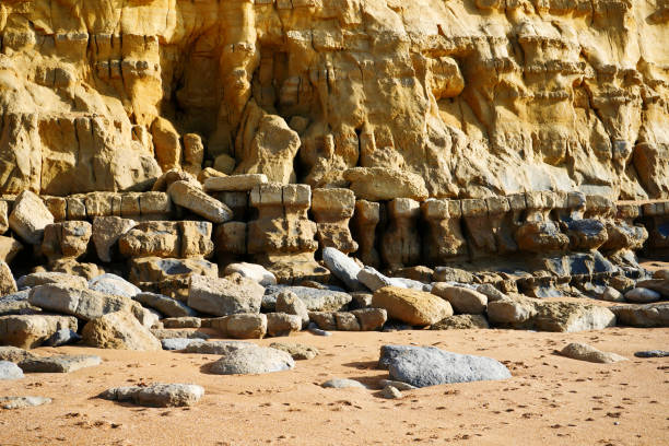 Looking at the bottom of a cliff face