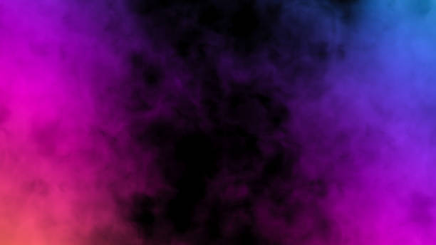 abstract smoke heading up illuminated by neon light. - colors color image exploding fog imagens e fotografias de stock