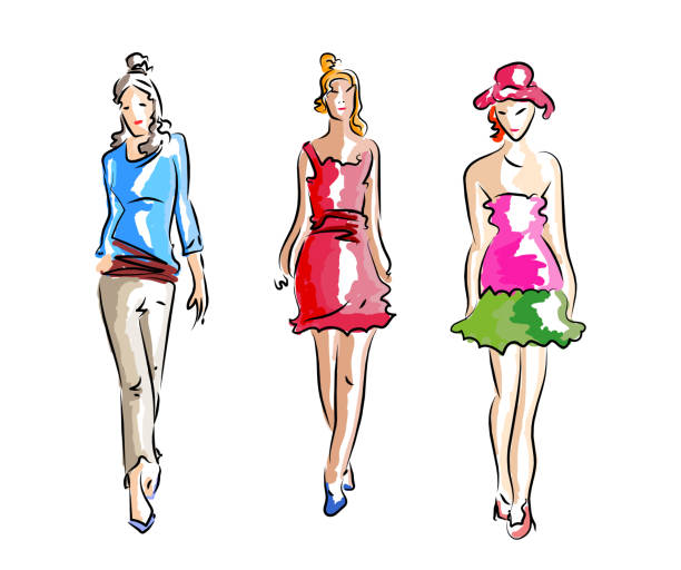 istock Fashion models Young pretty  model women cat walk 1412929780