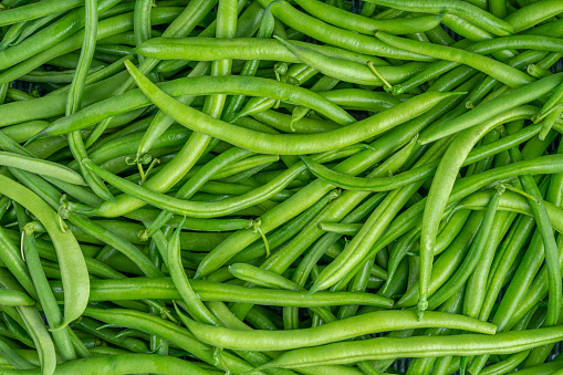Close-up shot of opened fresh boiled green soybeans on soybeans.