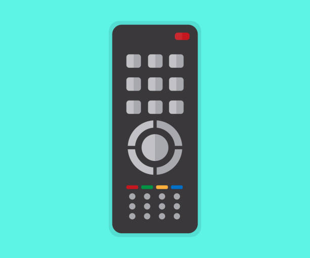 Smart remote control, remote control for television. TV remote control with streaming media services. Streaming media multimedia vector design and illustration. Smart remote control, remote control for television. TV remote control with streaming media services. Streaming media multimedia vector design and illustration. infrared background stock illustrations