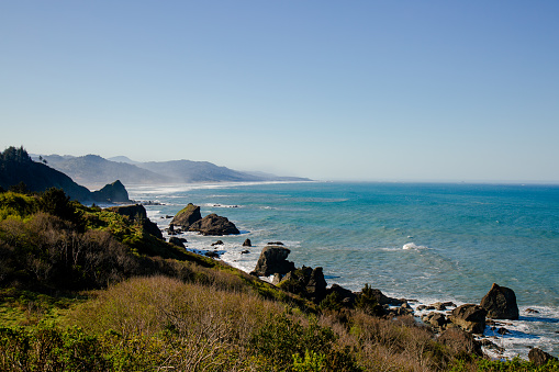 Coastline scenery on Pacific Coast Highway near Big Sur in California, USA