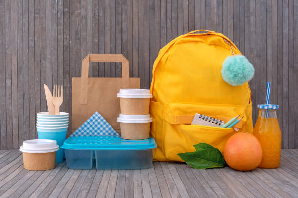 istock Blue plastic lunch box for school meals. 1412933965