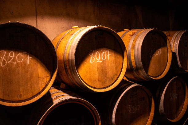istock Cellar with barrels for storage of wine, Spain. Wine concept 1412935294