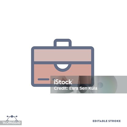 istock Briefcase Color Line Icon Design with Editable Stroke. Suitable for Web Page, Mobile App, UI, UX and GUI design. 1412945540