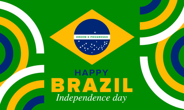 브라질 독립기념일. 행복한 공휴일. 자유의 날. 매년 9월 7일 축하합니다. 브라질 국기. 애국적인 브라질 디자인. 포스터, 카드, 배너, 템플릿, 배경. 벡터 일러스트레이션 - brazilian colors stock illustrations