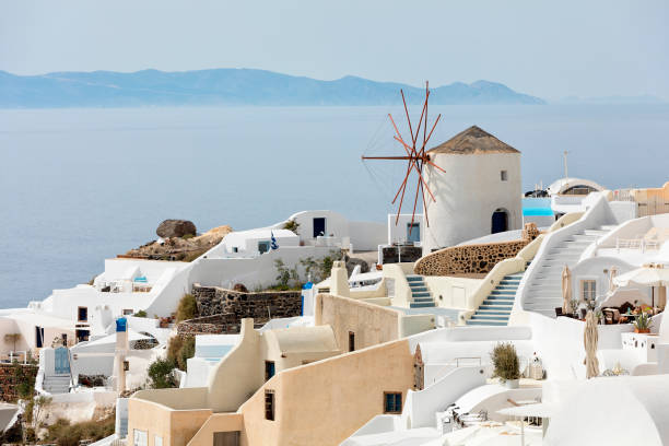 Village of Oia in Santorini, Cyclades Islands, Greece stock photo