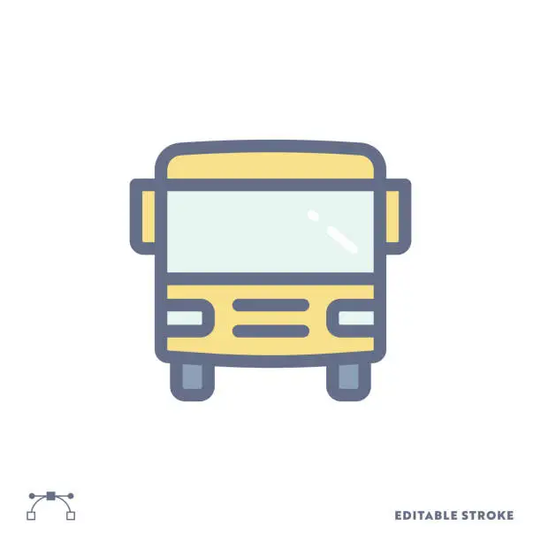 Vector illustration of Bus Color Line Icon Design with Editable Stroke. Suitable for Web Page, Mobile App, UI, UX and GUI design.