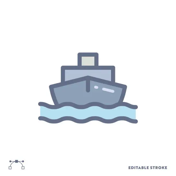 Vector illustration of Yacht Color Line Icon Design with Editable Stroke. Suitable for Web Page, Mobile App, UI, UX and GUI design.