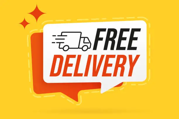 Vector illustration of Free delivery speech bubble sticker label